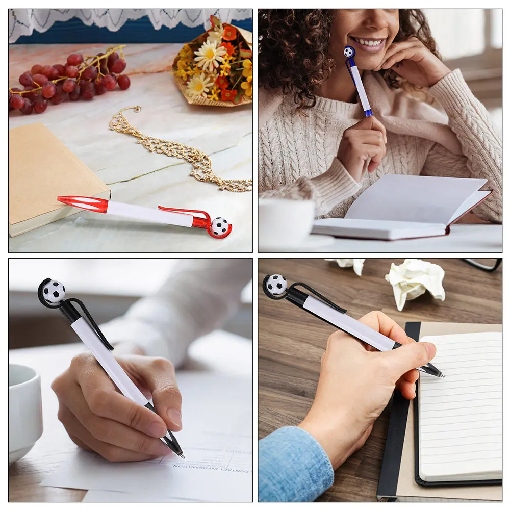 

6Pcs Plastic Ballpoint Pens Football Style Smooth Ink Comfort Handle Cartoon Soccer Decor Pens for Greeting Cards Diaries Study