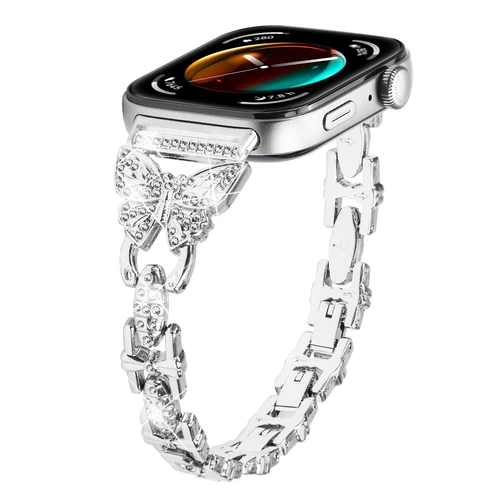 Imagen 2 del producto Correa de acero inoxidable para Huawei Watch Fit 3, pulsera de Metal con mariposa de diamante para Huawei fit 4 4Pro, accesorios para reloj