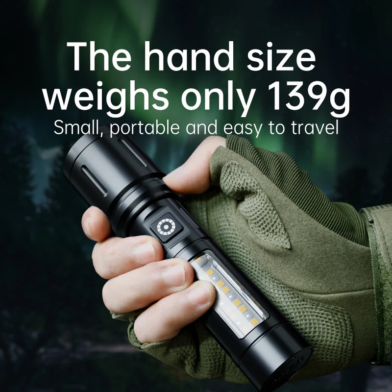 Warsun 18650 Powed LED ไฟฉายแบบชาร์จไฟได้มัลติฟังก์ชั่นไฟฉายกลางแจ้งแบบพกพา Zoomable Camping Hiking Lantern Light