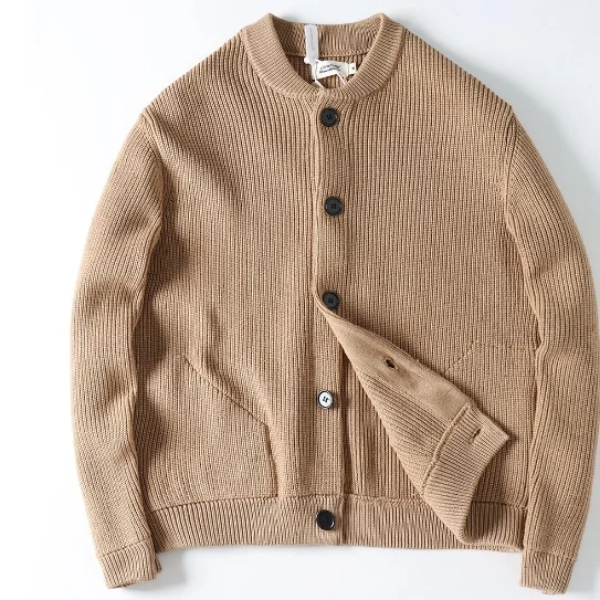 

Heavyweight Waed Pure Cotton High Twist 3D Knitted Autumn Winter Men's American Retro Casual Sailor Knitted Open Cardigan J...