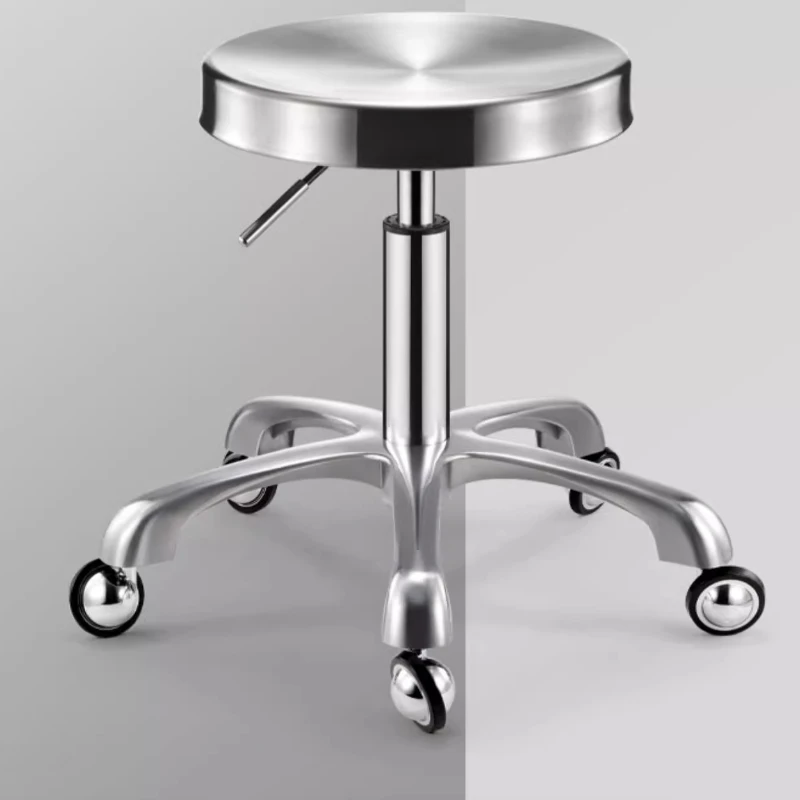 ‌Barber Shop Saddle Stool, Stainless Steel Swivel Seat, Height Adjustable Nail Salon Stool, Ergonomic Office Chair‌