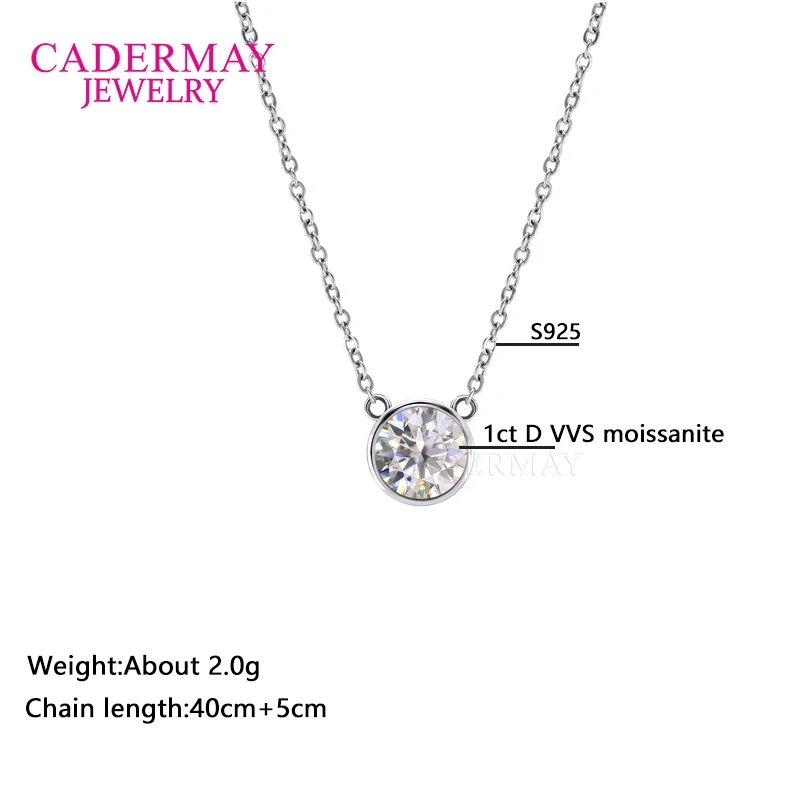 In Stock 1ct D VVS1 Bubble Moissanite Pendant Necklaces for Women Bear Shape Bezel Setting Diamond 925 Sterling Silver Jewelry