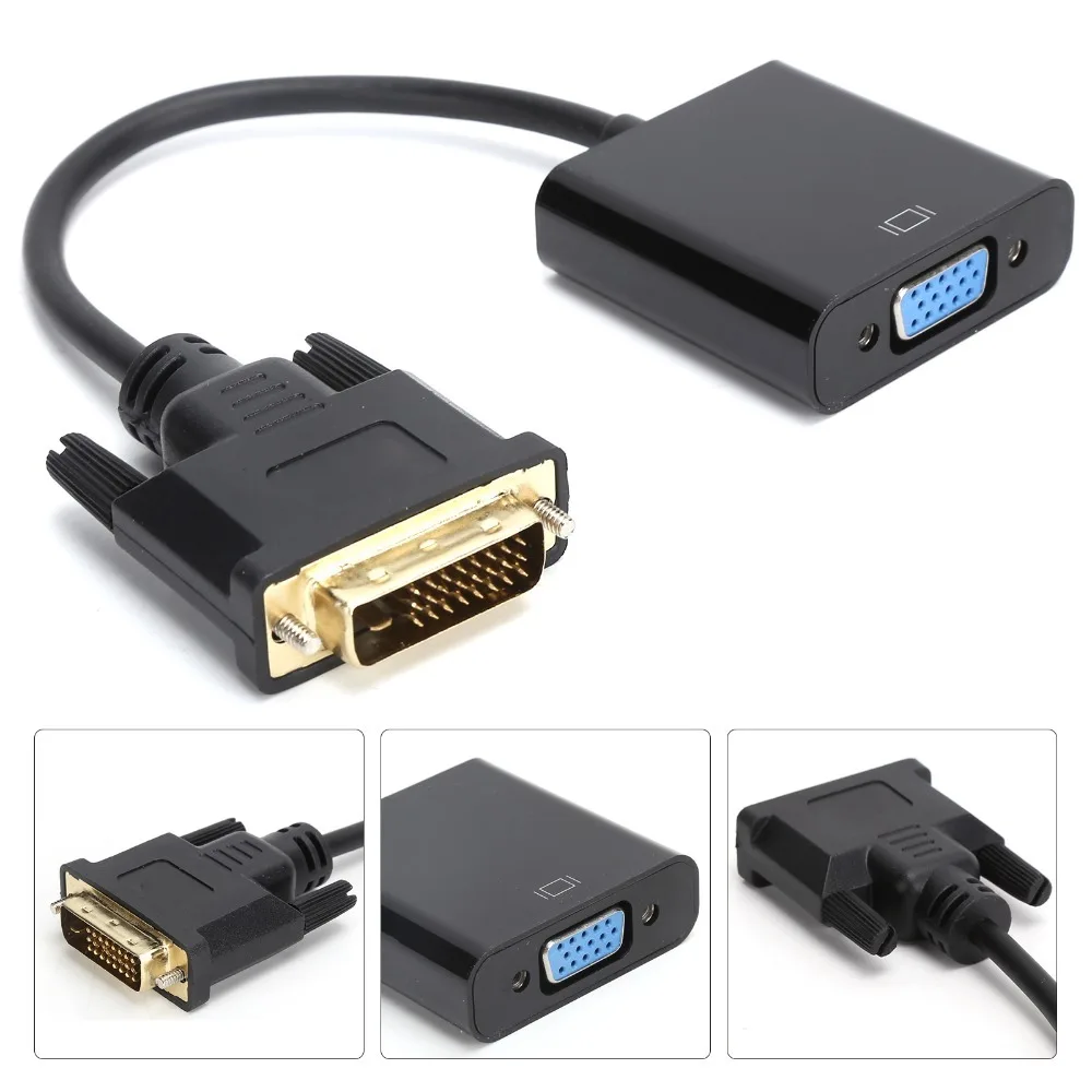 DVI 24+1 to VGA DVI Male to VGA Female Adapter Plug and Play Active DVI Adapter Conversion Cable PC Monitor Connection