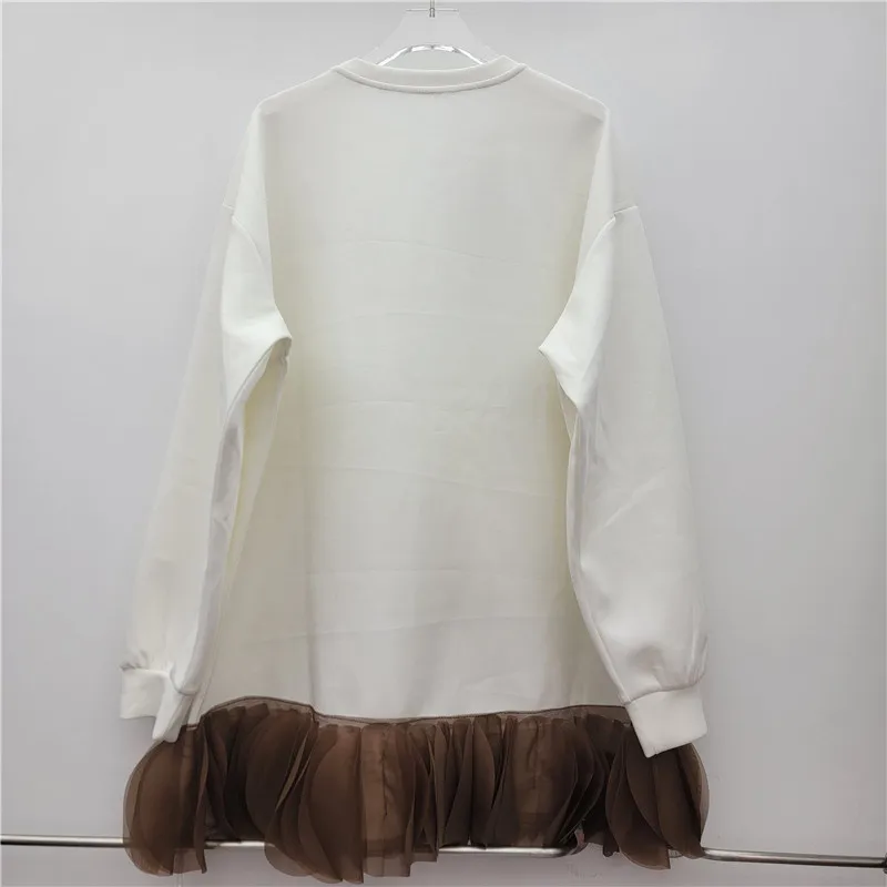 2025 خريف تصميم جديد طويل الأكمام فضفاضة مطبوعة شبكة الدانتيل البلوز موضة سليم صالح تنوعا تصميم أنيق غير رسمي هوديس #6