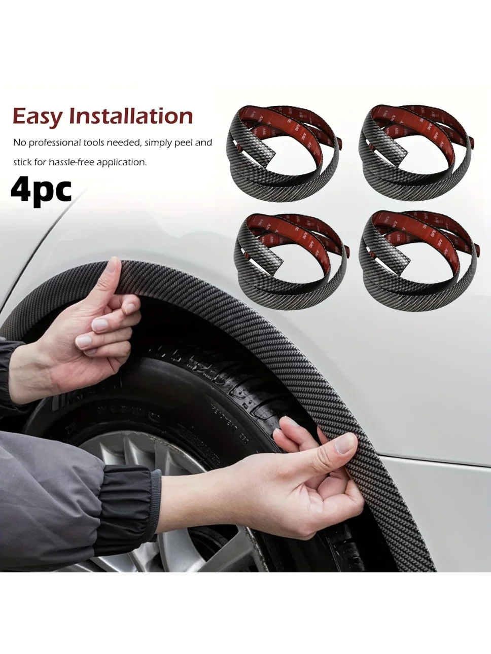 Garde-boue universel pour roue de voiture, 4 pièces, arc d'extension d'aile, bande Anti-Collision pour sourcils, couverture de protection pour garde-boue, décoration