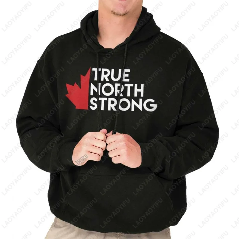

Свитшот с флагом Канады и кленовым листом True North Strong: осенний, простой, унисекс, пуловер для мужчин и женщин