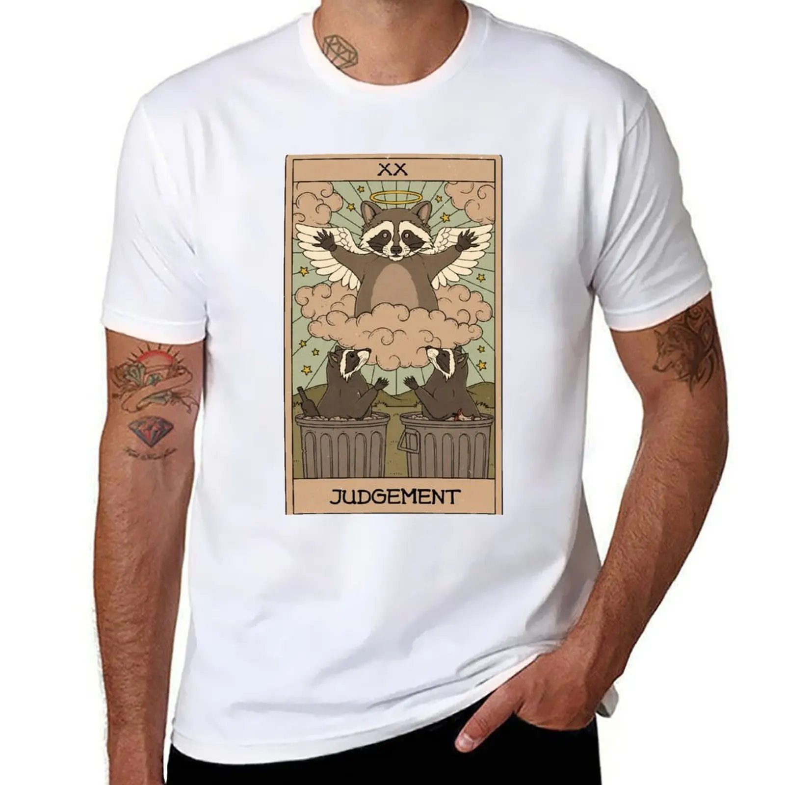 

Judgement - Raccoons Tarot T-Shirt t shirts for man graphic funny anime t shirts for man t shirt man casual T-Shirt