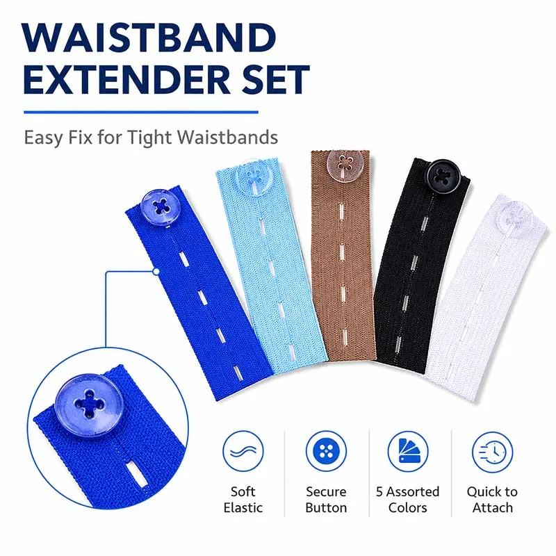 1/5/10/20pcs Pant Extender Belt Unisex Waist Band Tight Trousers Jeans Skirts Maternity Button Hooks DIY Sewing Supplies