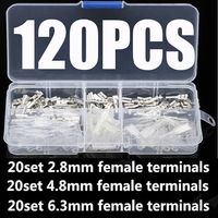 120Pcs 2.8/4.8/6.3mm Wire Connectors Crimp Terminals Crimp Female Spade Terminals With Transparent Insulating Sleeves