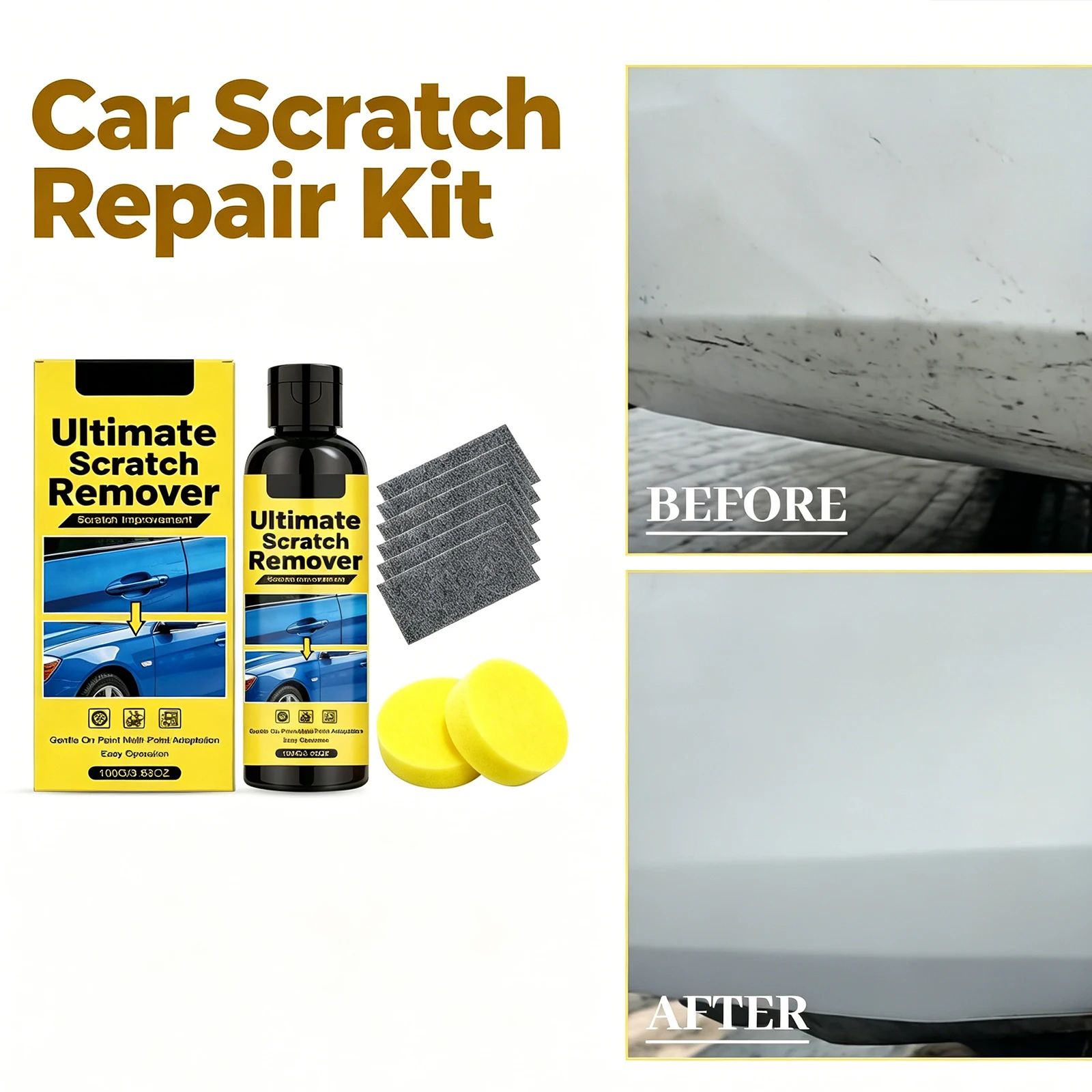 Car Scratch Repair Kit Fix Scratches Restore Paint Shine Auto Body Care Remove Scuffs Restore Gloss Car Detailing DIY Repair