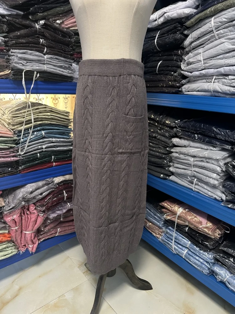 Inverno abayas camisola topos saia islam turco conjunto de duas peças modesto mulher muçulmana conjuntos de roupas femme musulmans