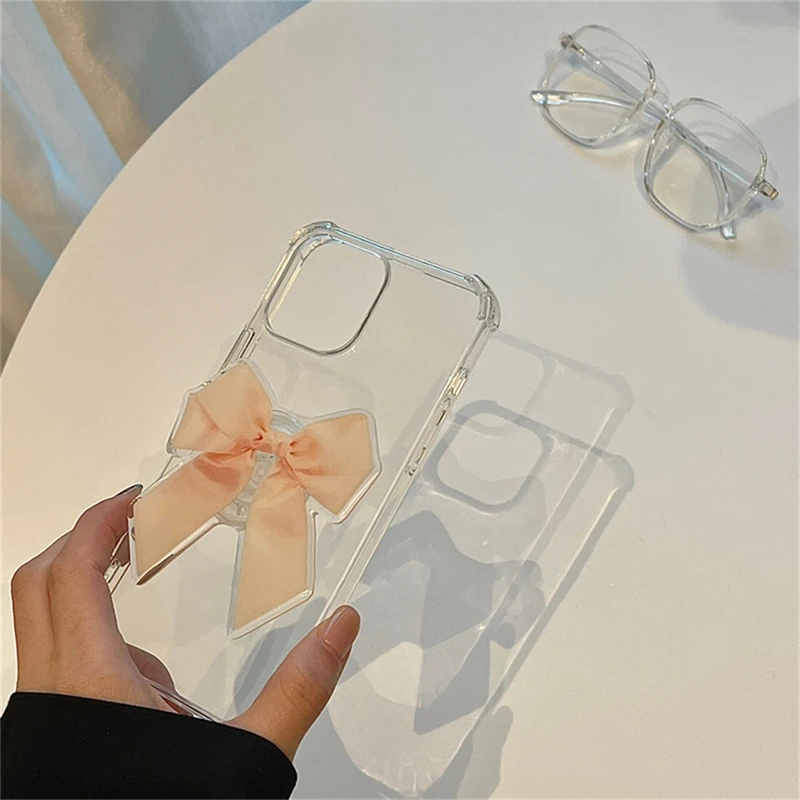 Ins Cute 3D Ribbon Bow Bracket Phone Grip Tok Lovely Bowknot Holder Ring for IPhone Samsung Xiaomi Accessories Stand Holder