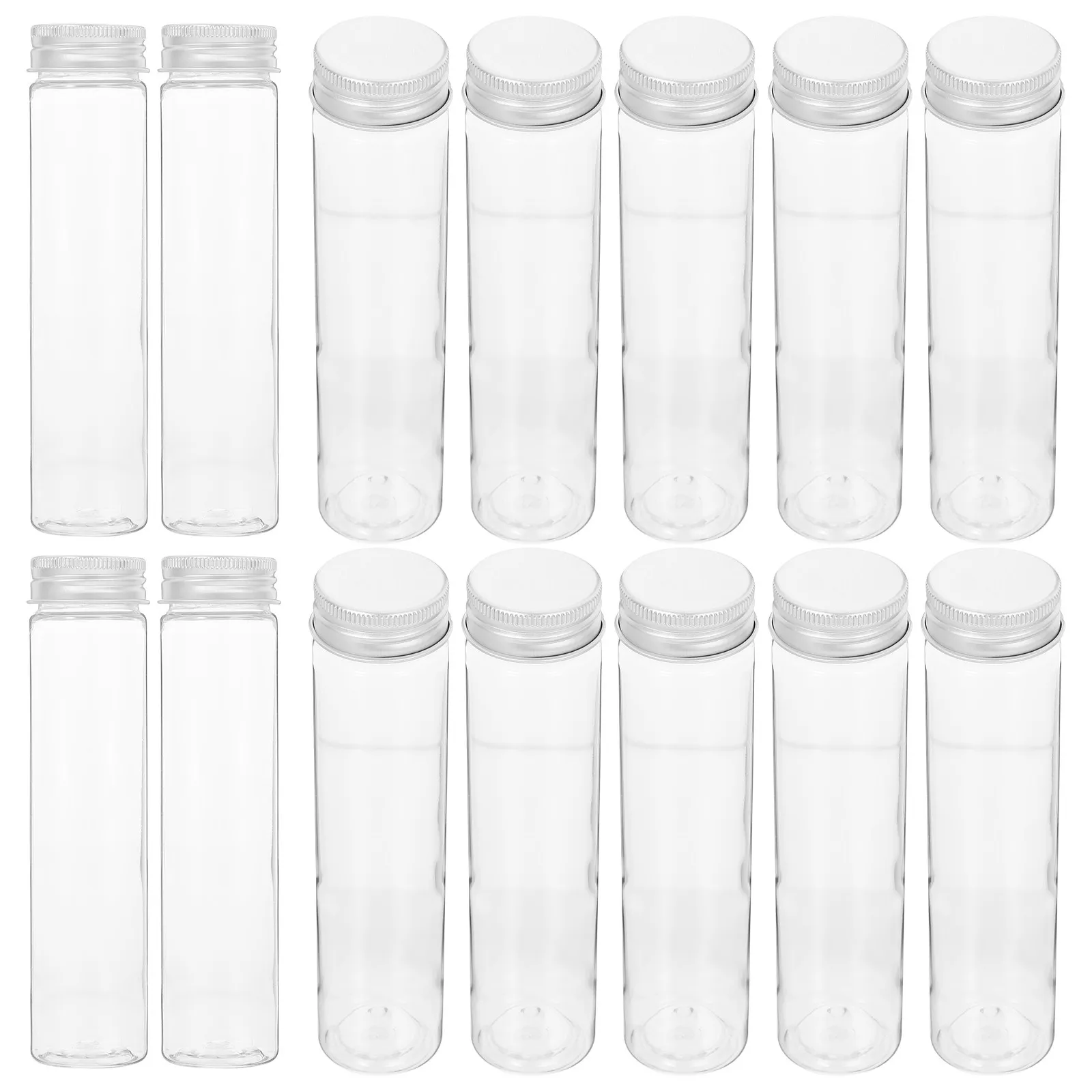 16Pcs Clear Plastic Test Tubes with Screw Caps for Liquid Powder Sample Chemical Pharmaceutical Use Small Vials with