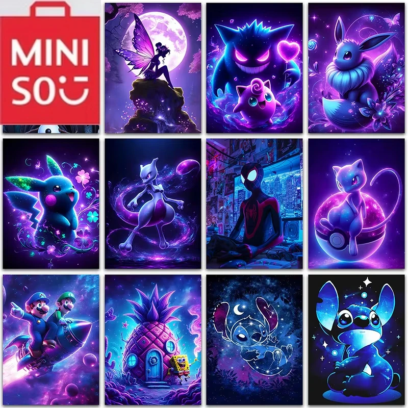 

MINISO Disney алмазная живопись Супер Марио Пикачу Человек-паук домашний декор квадратная и круглая Алмазная мозаика вышивка крестиком