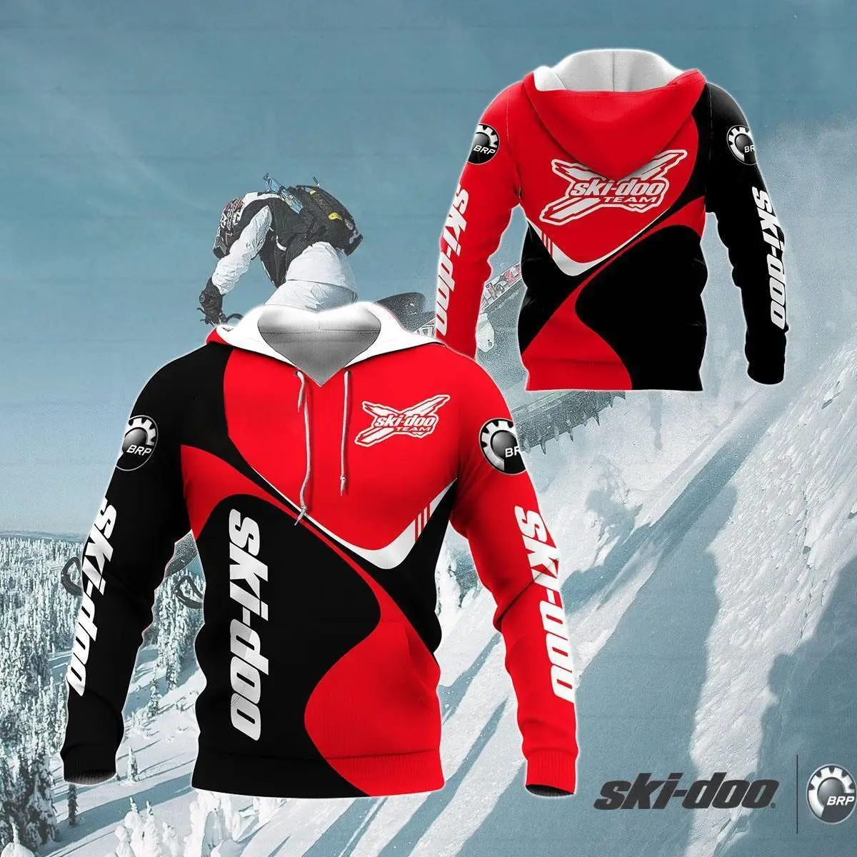 Men's Fashion 3D Snow Off Road Motorcycle Pattern Hoodie Spring and Autumn Outdoor Sports Mountain enthusiast Pullover