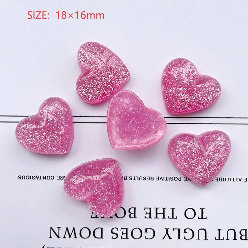 10Pcs Transparent Glitter Heart Resin Flat Back Charms DIY Hair Clips Phone Cover Nightlight Handmade Craft Making Supplies