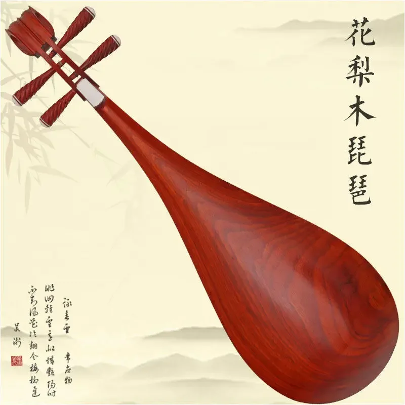 Folk Pipa Instrument Mahogany Rosewood Beginner Entry Level Adult Medium