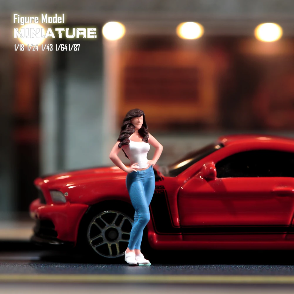 Painted Miniatures1/18 1/24 1/43 1/64 1/87 Women Who Pinch Their Waists To Take Photos Figure Model Toys View Decoration