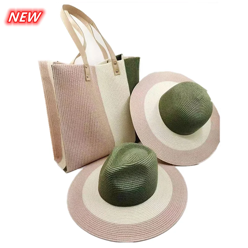 Three piece hat bag high-grade Beach Hat with 2022 summer most fashionable suit sun hat high-grade straw hat for men and women