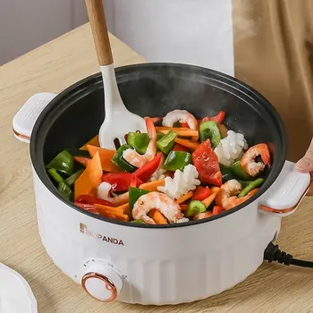 Přenosný elektrický multifunkční vařič s dvojitou vrstvou, horký hrnec, mini nepřilnavý kuchyňský hrnec pro domácnost, domácí spotřebiče 8 nejlepší prodej mini elektrická pánev - №7