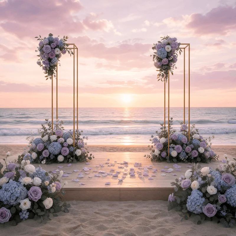 

2pcs Shiny Gold Iron Wedding Arch Column Plinth Balloon Arch Birthday Stage Background Booth Prop Metal Square Frame For Events