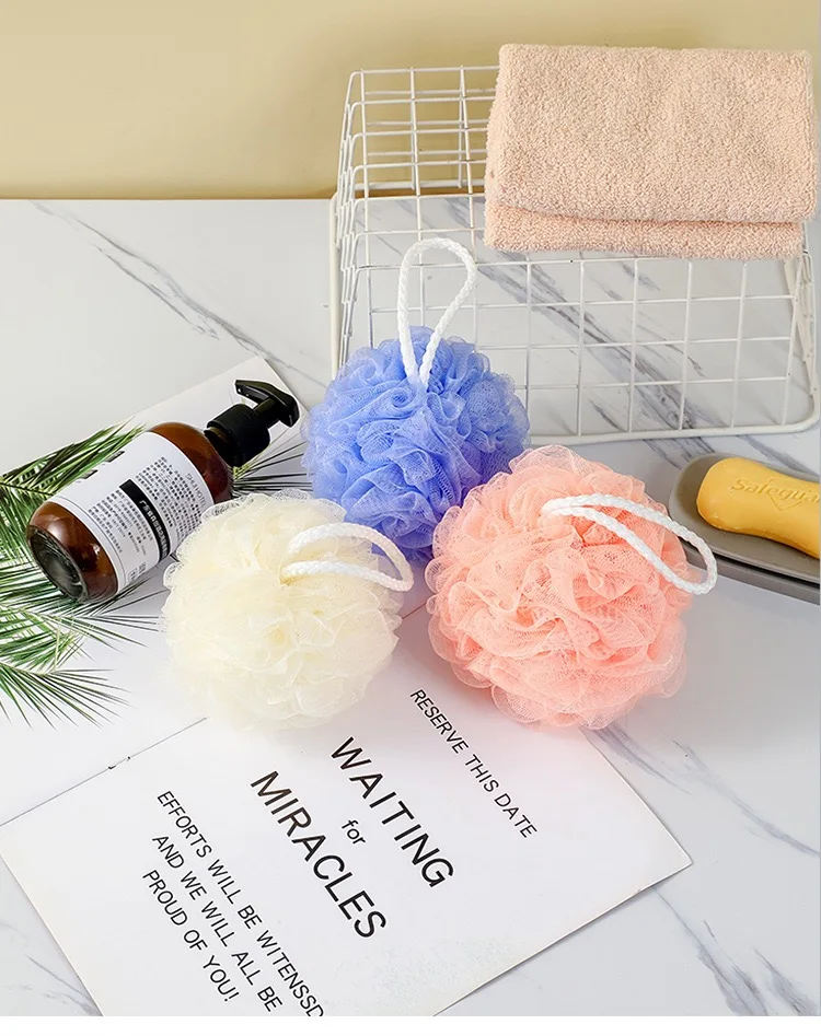 Soft Mesh Bath Sponge Balls Nylon Cleaning Brush Shower Puff Body Cleaner Exfoliating Scrubbers Bath Ball Bathroom Supplies