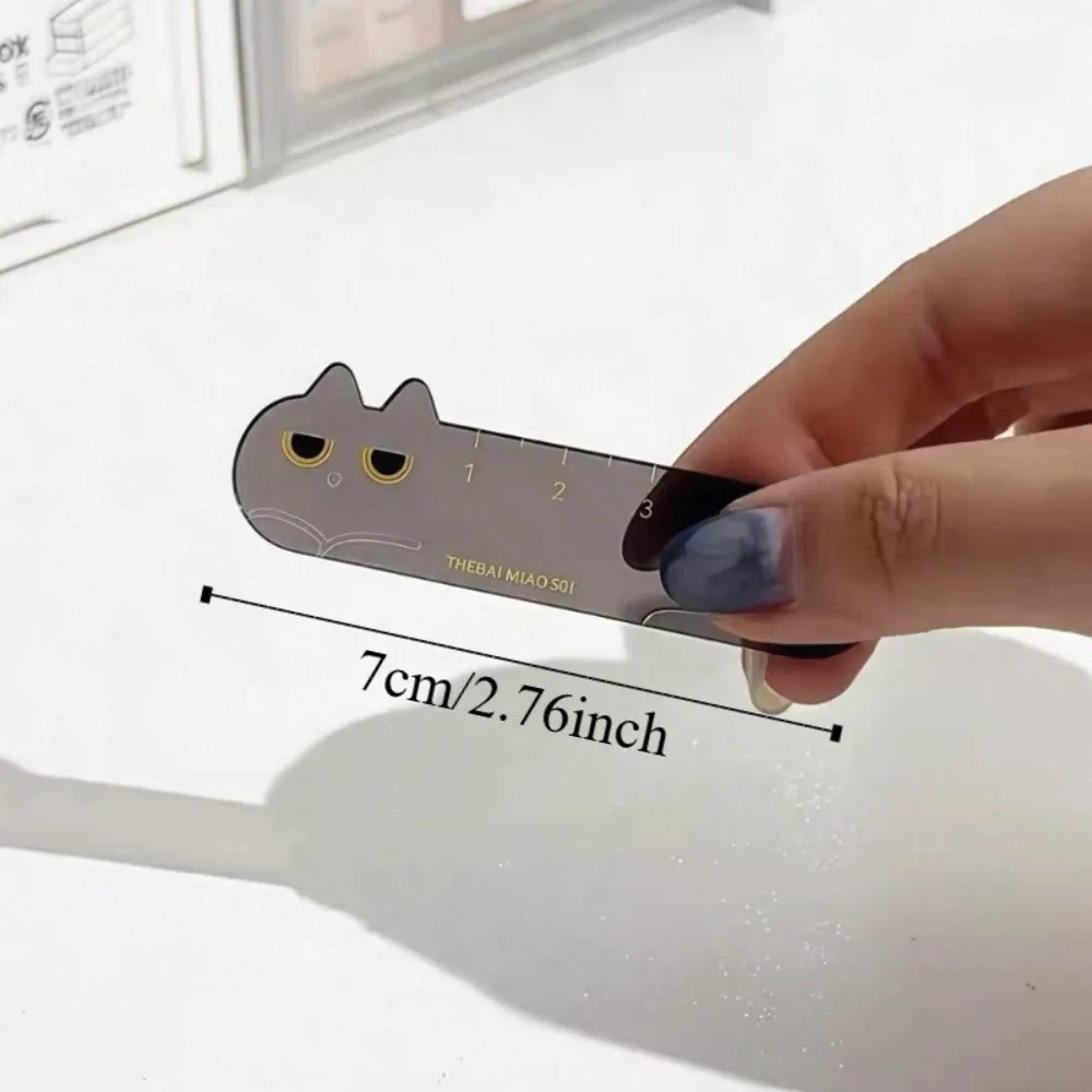 Cute Cat Mini Ruler Keychain Multi-functional Ruler Pendant Charm Acrylic Keychain Personalized Adorable Style Cartoon Keychain