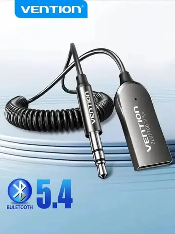 Vention Adattatore Aux Bluetooth 5.4 Ricevitore Bluetooth per auto wireless da USB a jack da 3,5 mm Audio Musica Microfono Vivavoce per altoparlante per auto