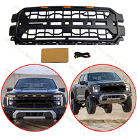 For Ford F150 2024 2025+ High Quality ABS With 3/Pcs LED Light Raptor Style Car Front Bumper Grill Racing Grills Glossy Black