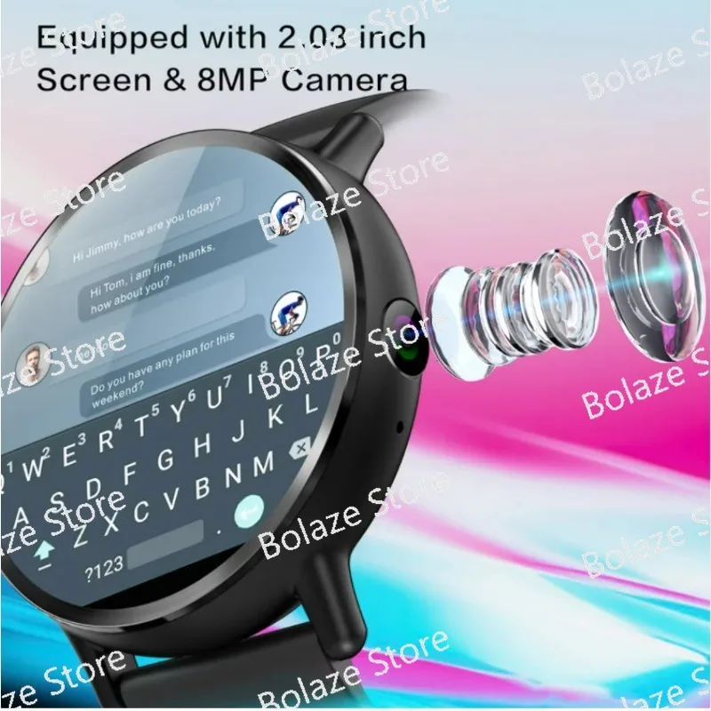 GPS 8MP High Camera Big Screen Battery Monitor Heart Rate 4G Android Digital Smart Watch Men