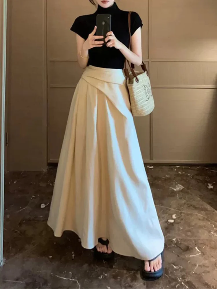 Casual Fashionable Women's Two-Piece Set Slim Fit Short Sleeve T-Shirt Loose Midi Skirt Breathable Comfortable Summer Outfit