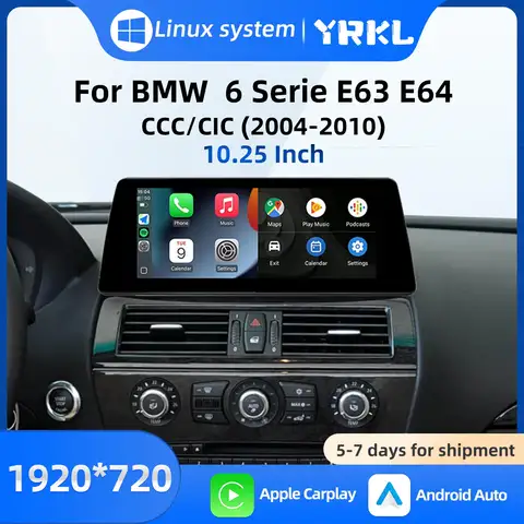 For BMW 6 Serie E63 E64 CCC CIC Wireless Carplay Multimedia Video Player Android Auto Screen Car Play Vehicle Navigation Linux