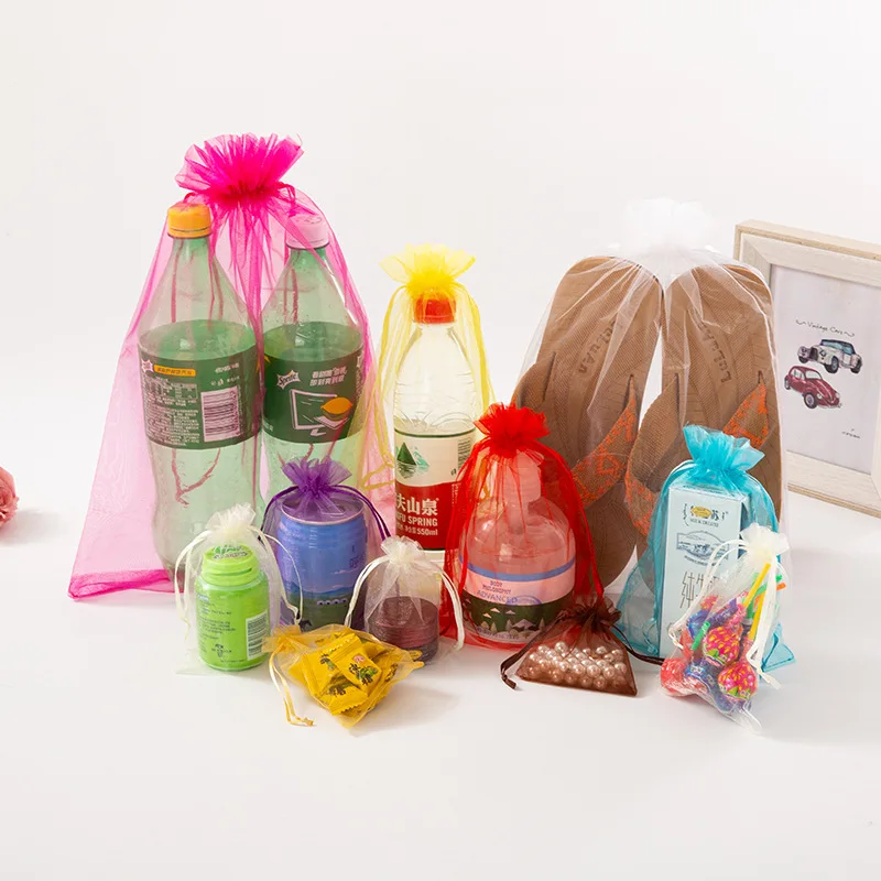 

100Pcs/lot 7x9 9x12 10x15 13x18CM Organza Bags Jewelry Bag Wedding Party Decoration Drawable Bags Gift Pouches Jewelry Packaging