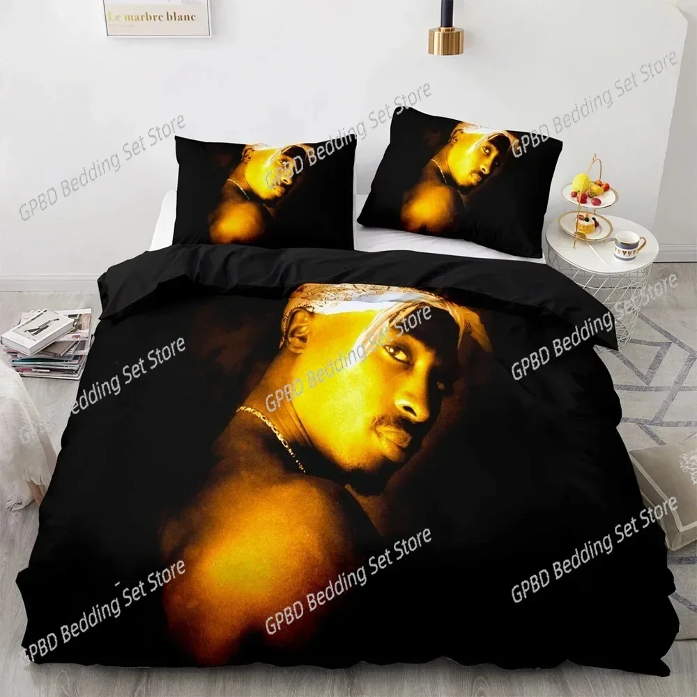 3D Print Tupac Shakur Rapper 2Pac 3D Bedding Set Duvet Cover Pillowcases Single Twin Full Queen King Size Home Decor Quilt Boys