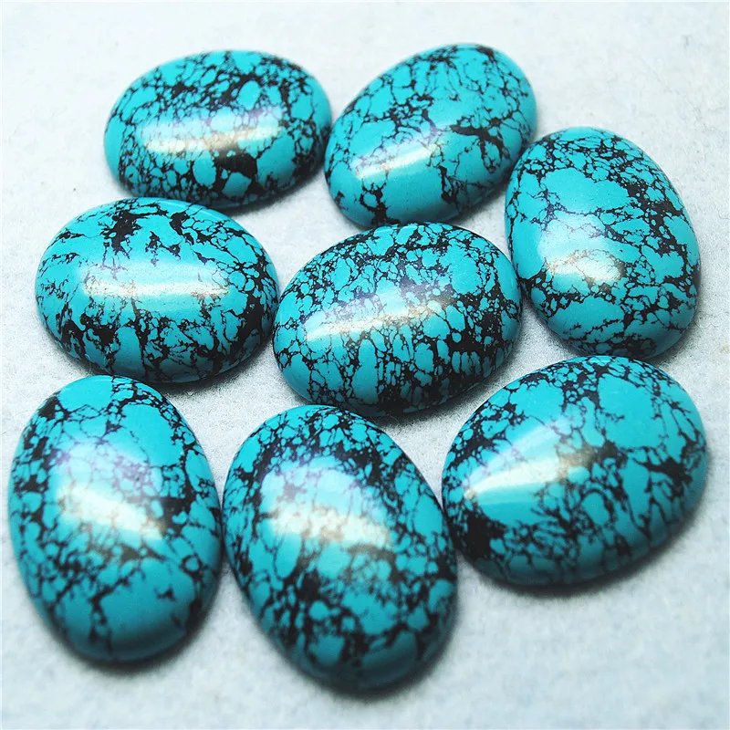 3PCS Natural Crack Blue Turquoise Cabochons Chalchite From Brazil Mountains Oval Shape 30X40MM DIY Jewelry Findings Free Ships