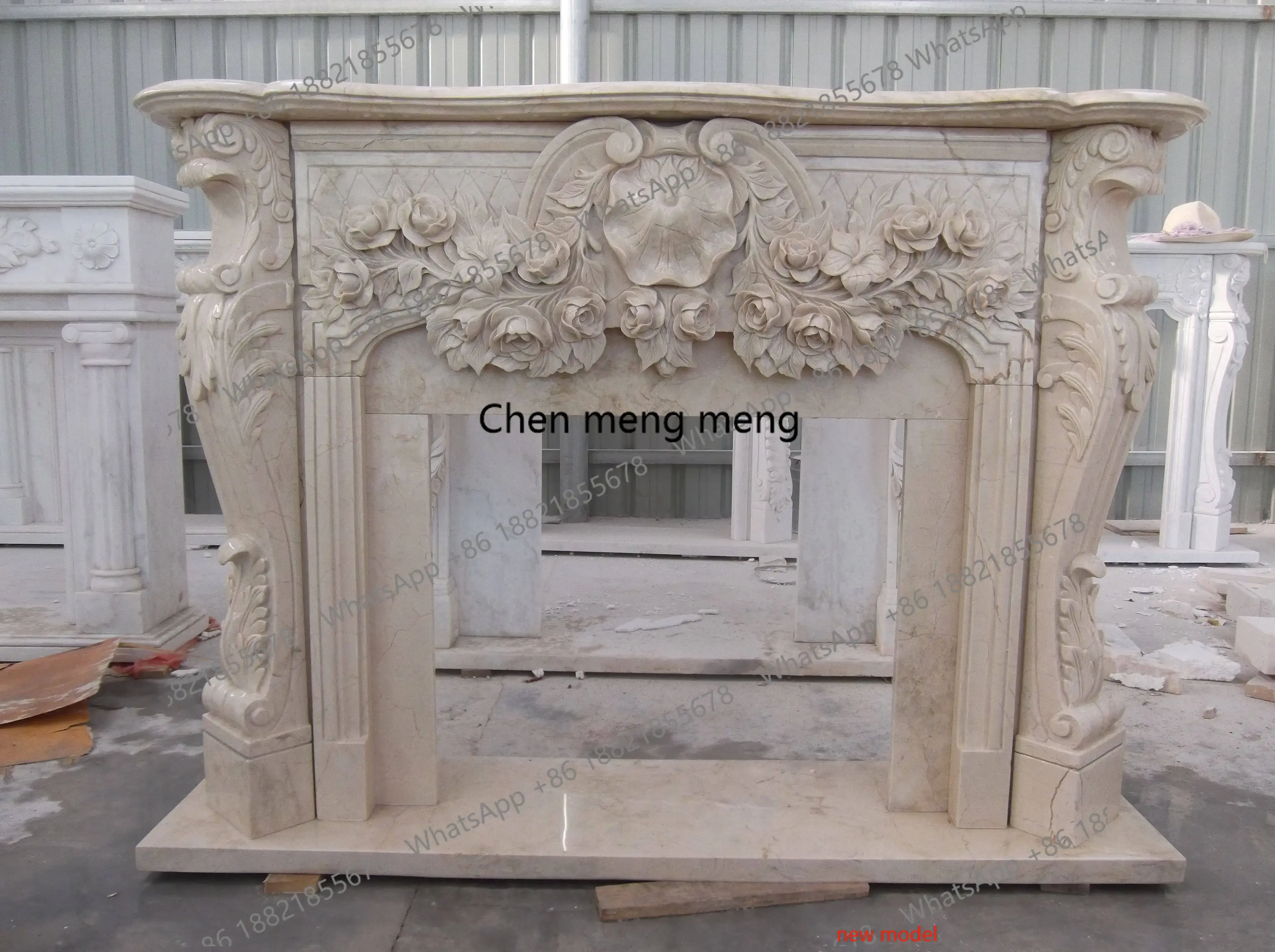 N138Marble fireplace European living room merican background stone carving French, carved fireplace