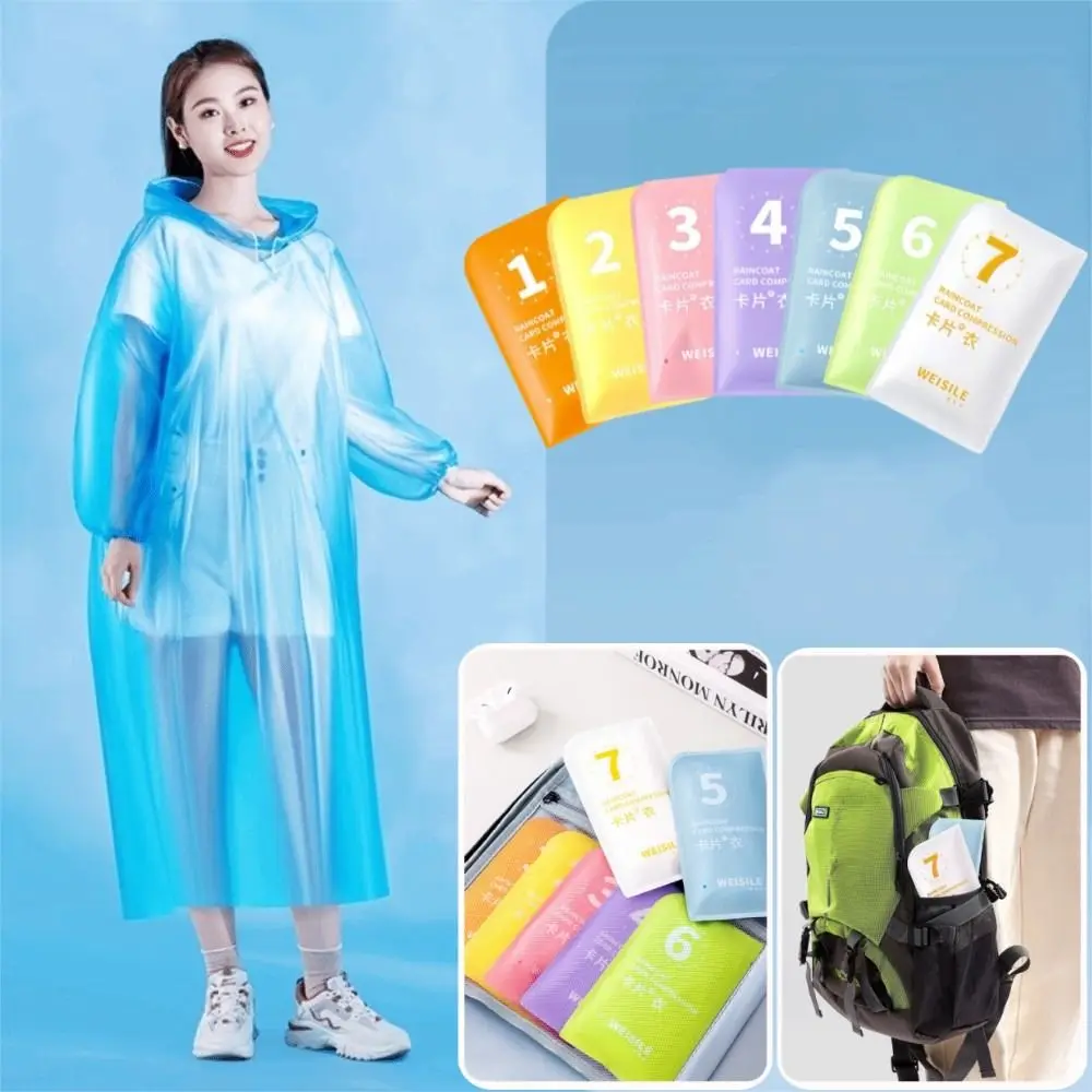 Travel Supplies Thickened Portable Raincoat Waterproof Card Packaging Rain Cover Outdoor Rainwear Hooded Rain Coat Women And Men