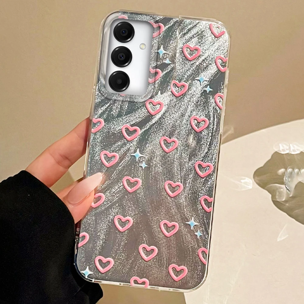 Koreanische Rosa Herz Mädchen Telefon Fall Für Samsung Galaxy A55 A16 A07 A17 A26 A36 A56 A25 A35 A14 A34 A54 A15 A13 A32 A12 A22 Abdeckung