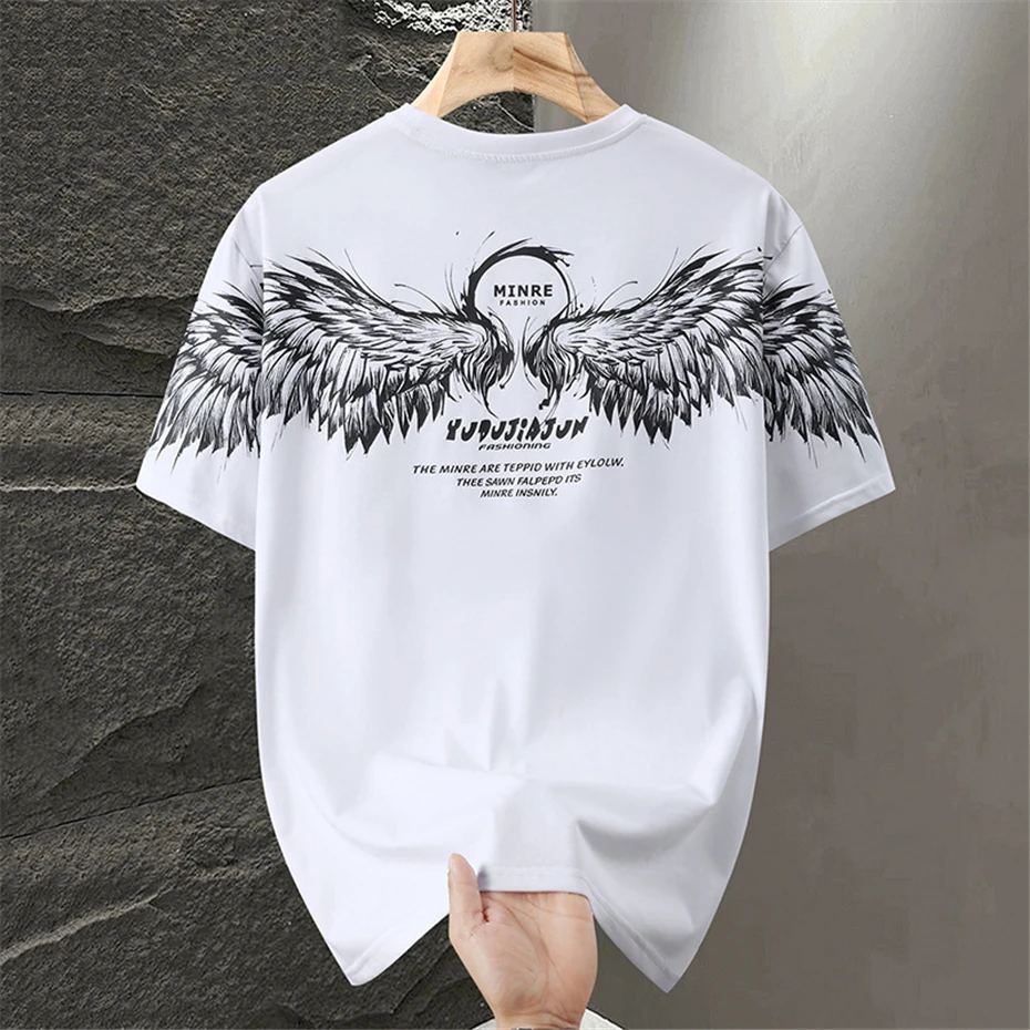 Summer Tracksuits Men Plus Size 11XL Summer Sets Casual Fashion Wing Print T-shirts Shorts Suits Male Big Size 11XL