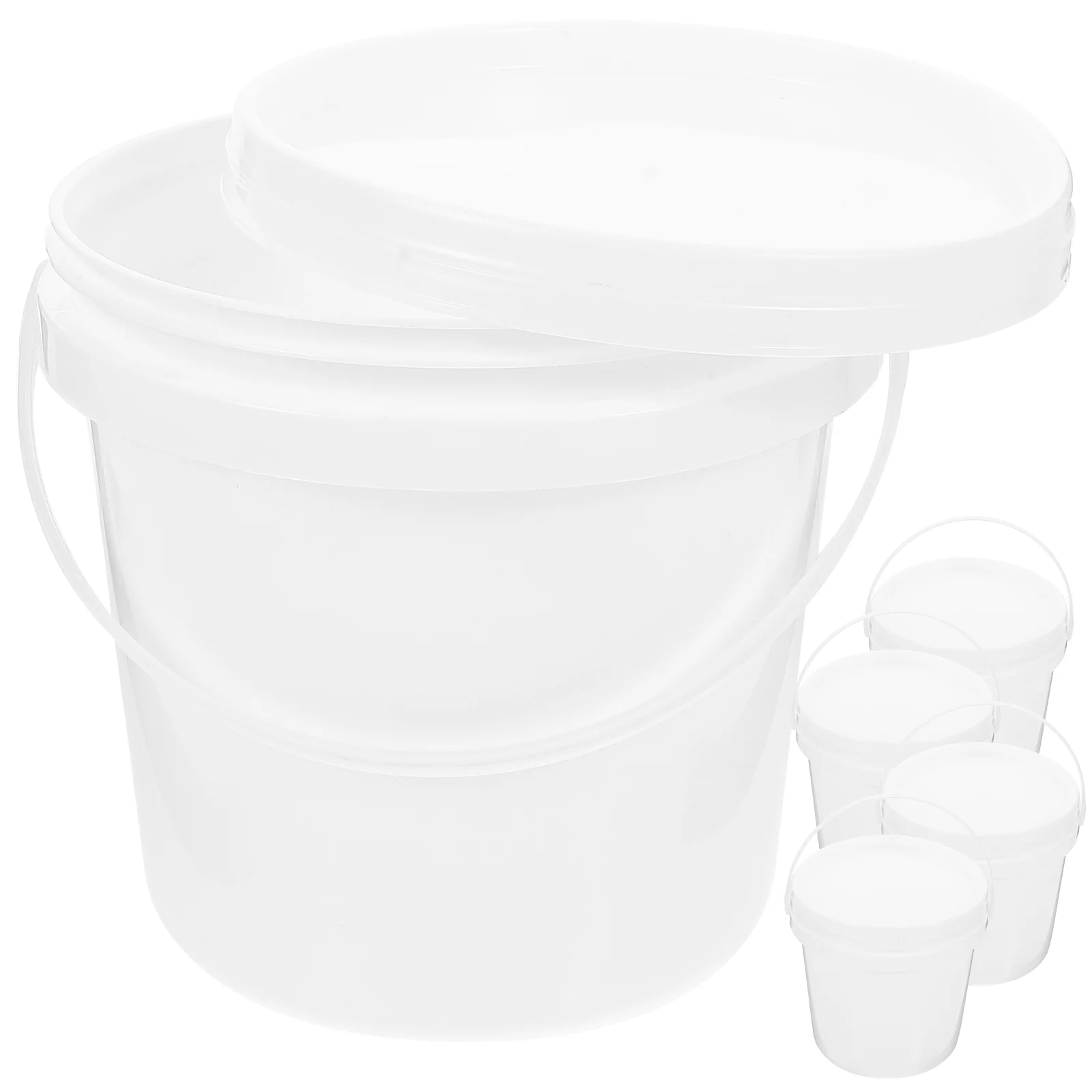 

5Pcs Bucket Pail Container Seal Lid Handle 1L Plastic Pail Bucket Multipurpose Container Industrial All Storage Bucket Laundry