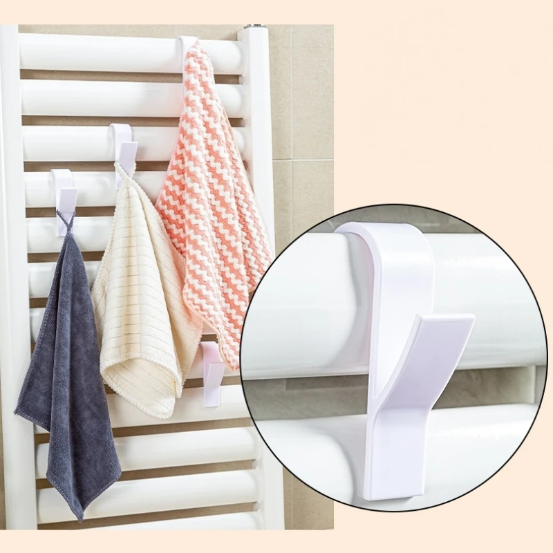 Badkamer Douche Handdoek Hanger Houder Verwarmde Radiator Rail Haken Clips Opbergrekken Kleding Sjaal Hanger Haken