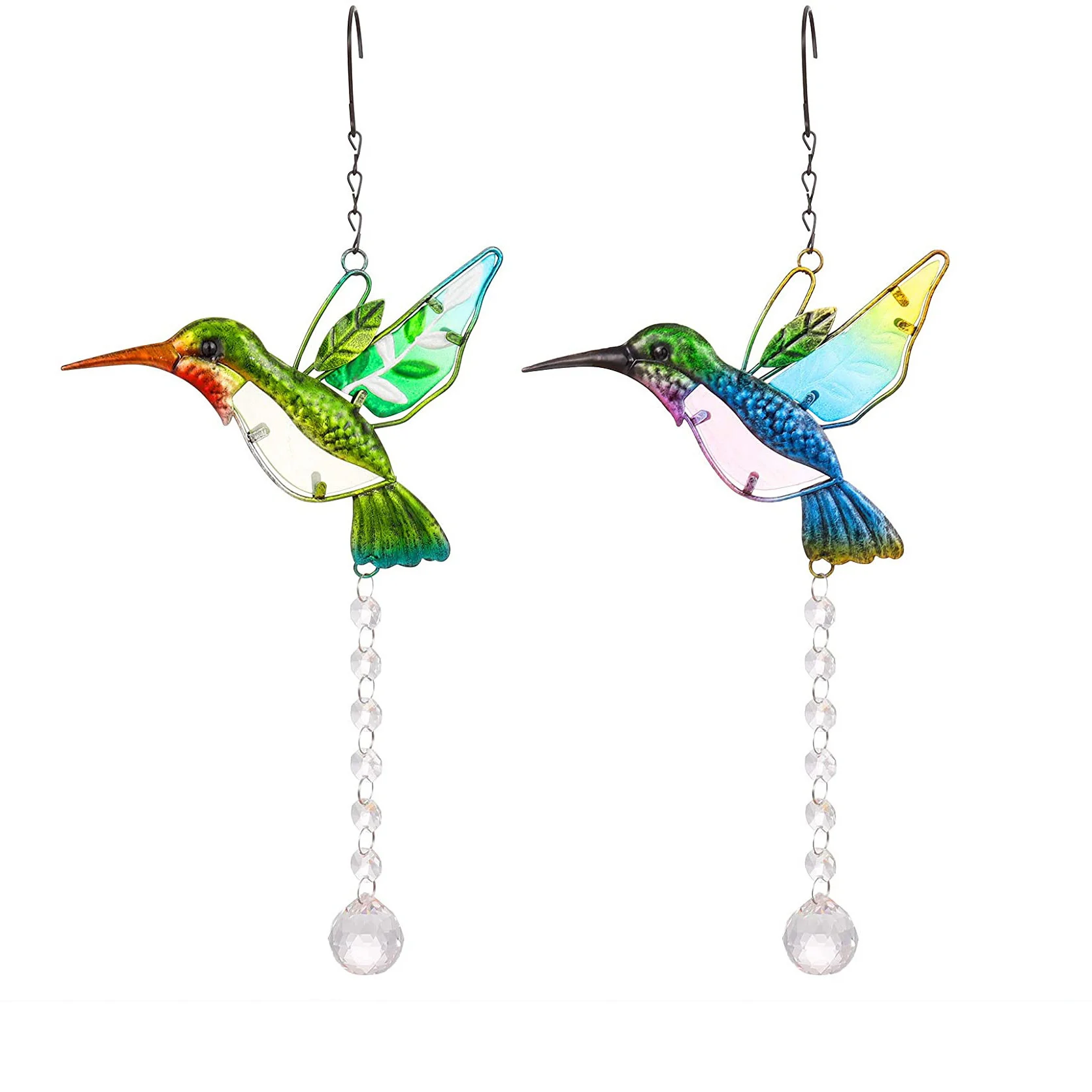 Hummingbird with Clear Crystal Ball Set Sun Catcher Home Office Party Decoration Outdoor Garden Decor