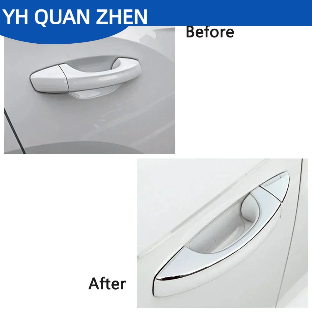 YH QUAN ZHEN For Volkswagen VW T-ROC Atlas Teramont 2017-2021 Chrome Exterior Side Door Handle Cover Moulding Trim Frame Skoda O