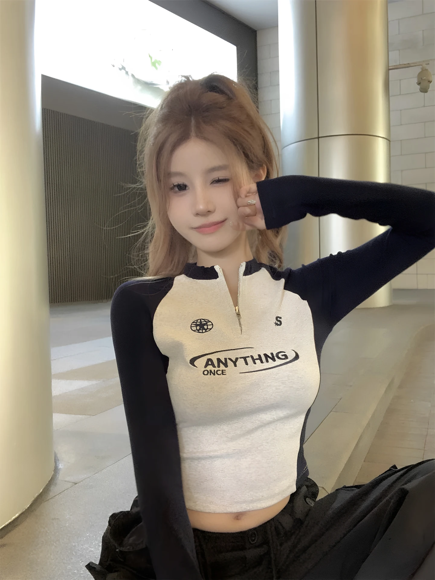 American Style Jazz Dance Long Sleeve T-Shirt Women's Autumn Winter Splice Base Shirt Top Yoga Party Travel Street Style