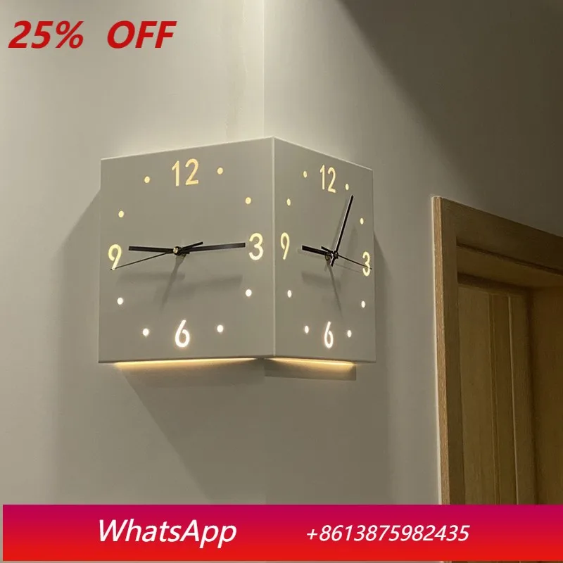 

LTT simple creative corner double-sided wall clock living room silent corner clock