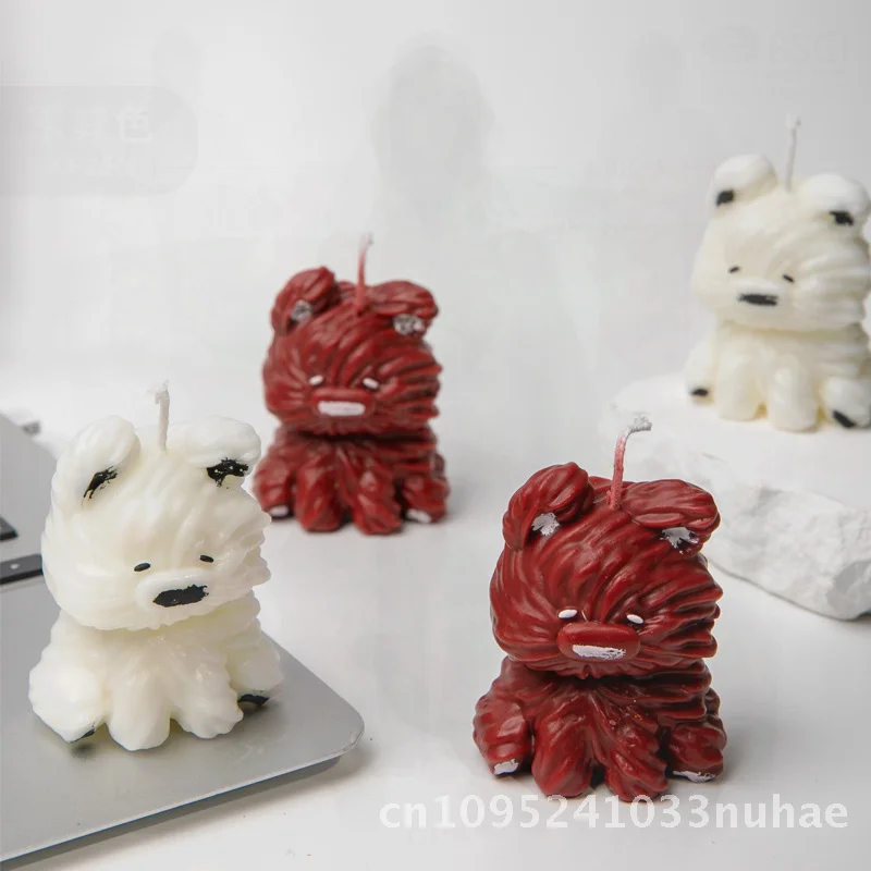 

Aromatherapy Low-Temperature Candle with West Highland Puppy Ornaments Handcrafted Soy Mixed Wax Scented Candle Cute Home