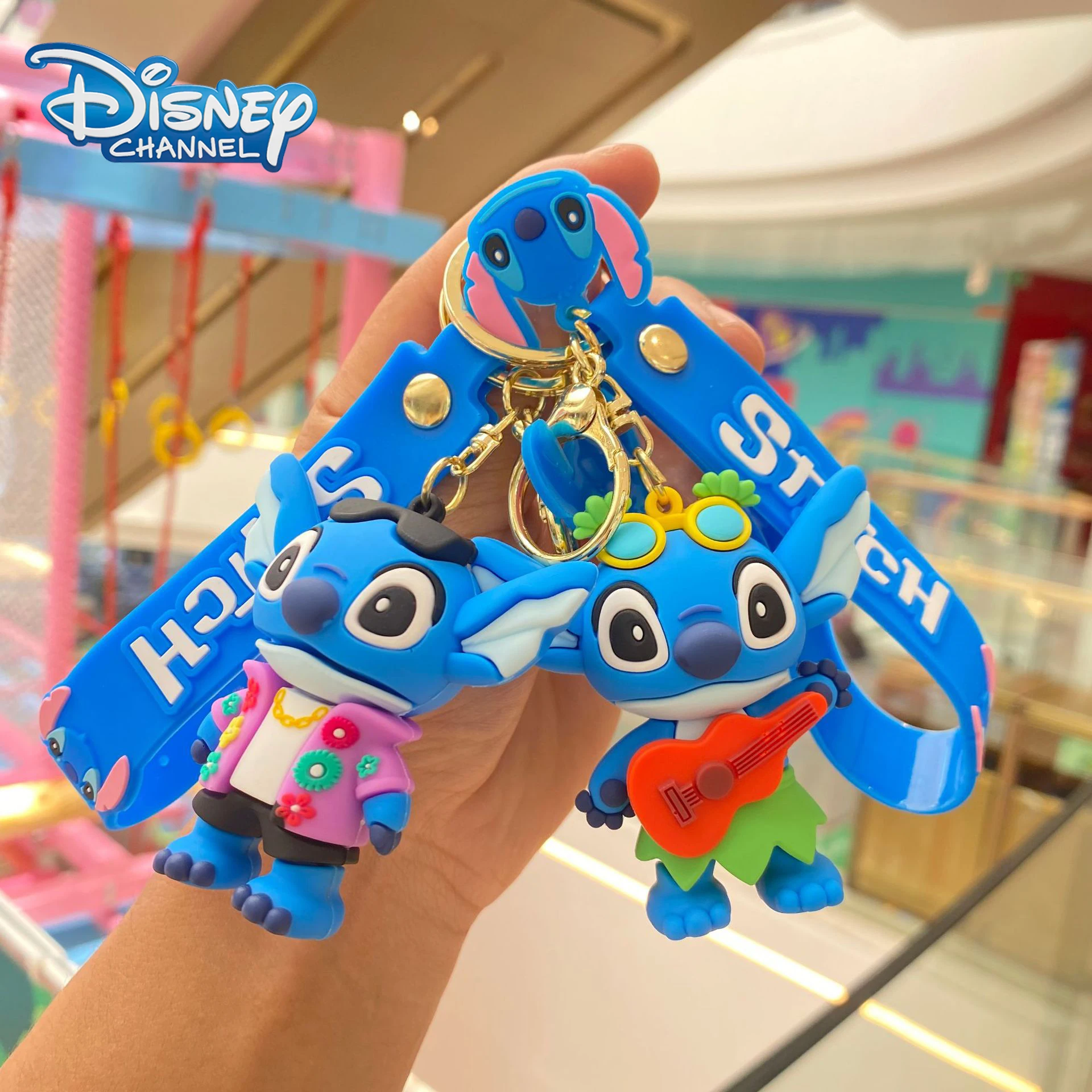 Disney Stitch Keychain Cartoon Anime Lilo Stitch Doll Keyring Bag Charms Pendant Kawaii Car Keyholder Kids Party DIY Decorations