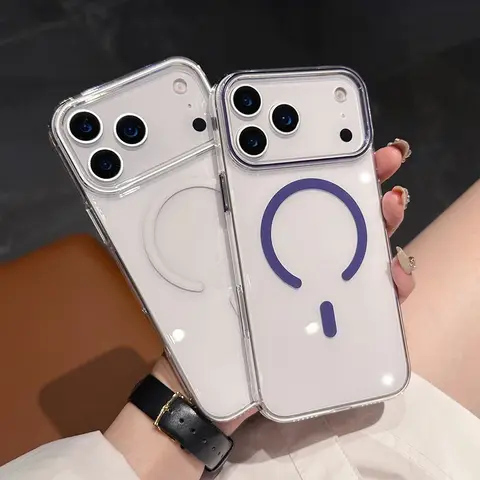 Coque de téléphone transparente à chargement magnétique Simple de luxe, étui Anti-chute Non jaunissant pour IPhone 17Air 16Plus 15 14 13 12 Pro Max