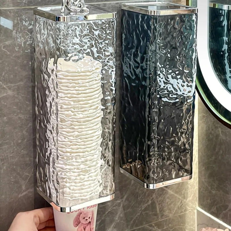 

Luxury Disposable Cup Dispenser Paper Cup Holder Non Perforated Wall Mounted Water Bar Water Dispenser Dustproof Storage Rack