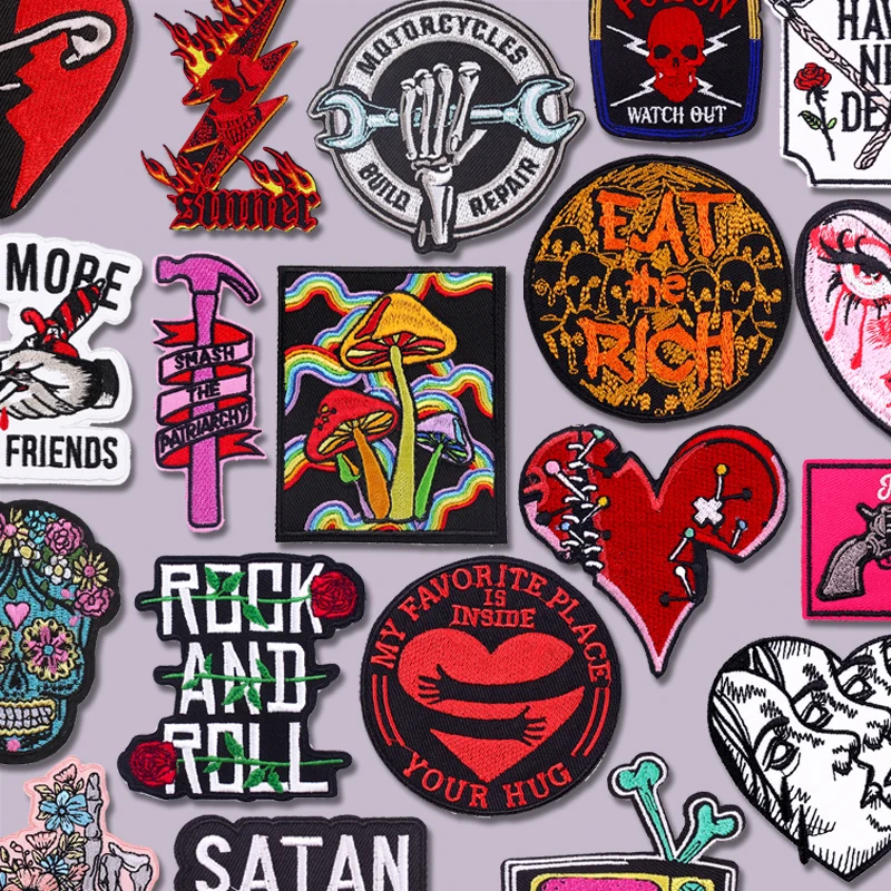 

Нашивки с вышивкой в стиле рок-н-ролл на одежде, сделай сам, панк-скелет, железные нашивки для одежды, термоклеевые нашивки на одежде